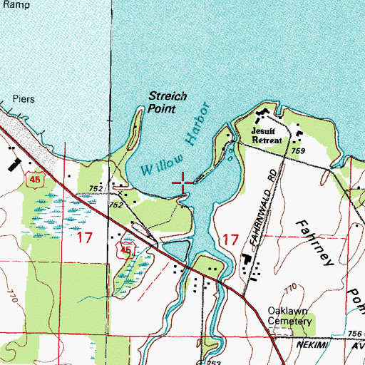 Topographic Map of Willow Harbor, WI