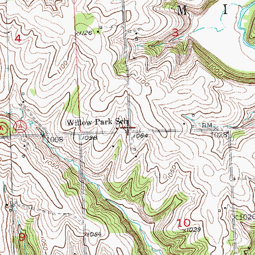 Topographic Map of Willow Park School, WI