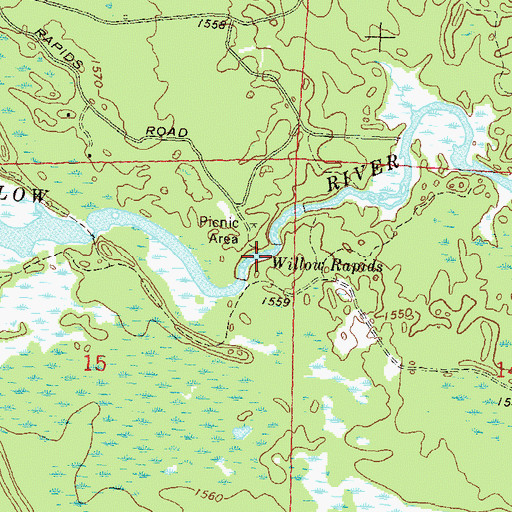 Topographic Map of Willow Rapids, WI