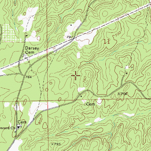 Topographic Map of Thomas Prospect, AL