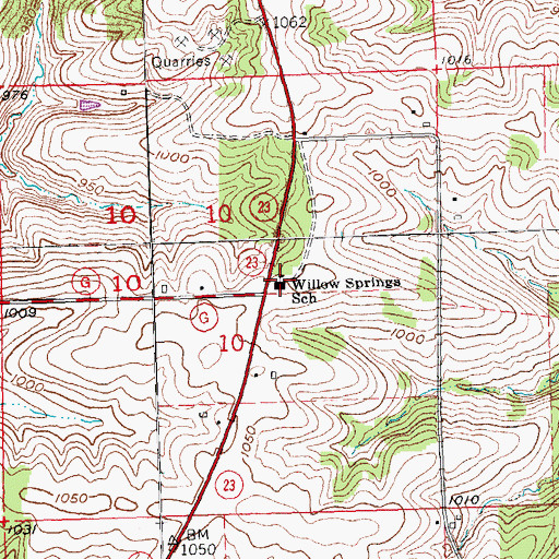 Topographic Map of Willow Springs School, WI