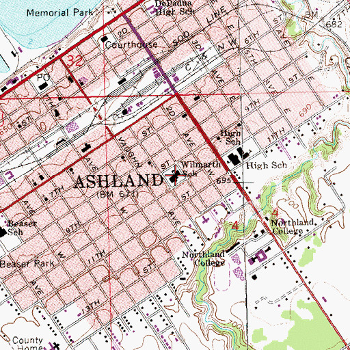 Topographic Map of Wilmarth School, WI