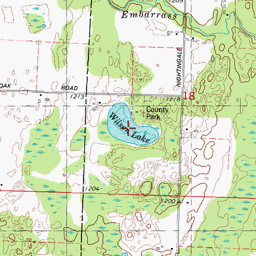Topographic Map of Wilson Lake, WI
