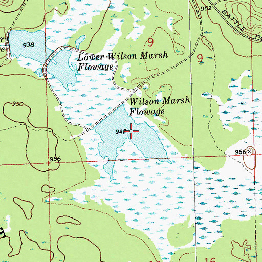 Topographic Map of Wilson Marsh Flowage, WI