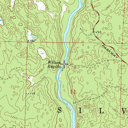 Topographic Map of Wilson Rapids, WI