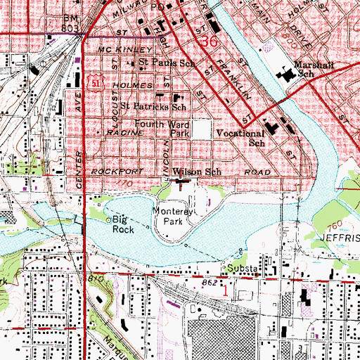 Topographic Map of Wilson Elementary School, WI