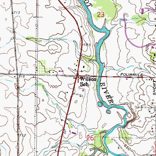 Topographic Map of Wilson School, WI
