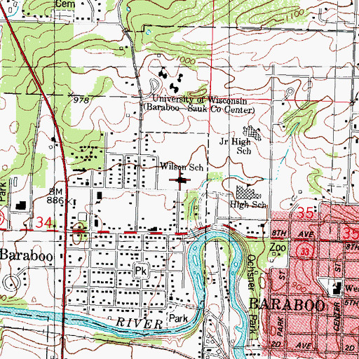 Topographic Map of Willson Elementary School, WI