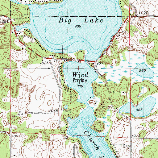 Topographic Map of Wind Lake, WI