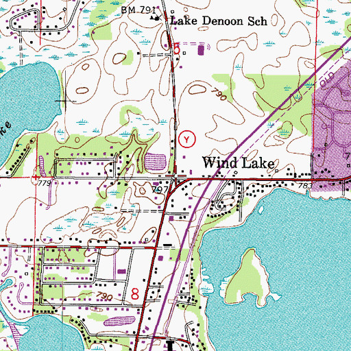 Topographic Map of Wind Lake, WI