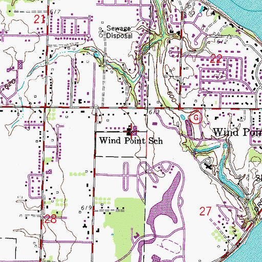 Topographic Map of Wind Point Elementary School, WI