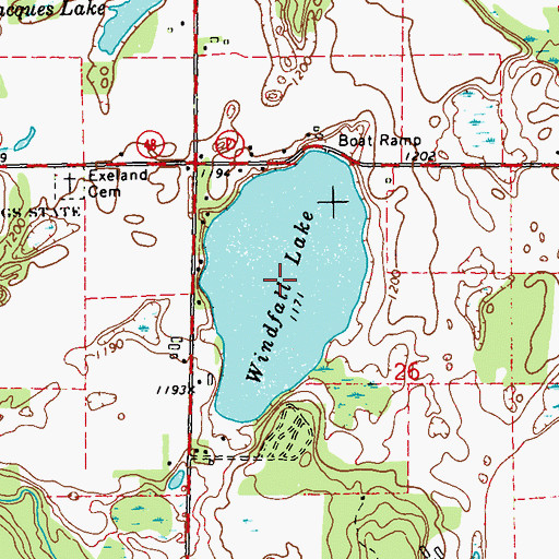 Topographic Map of Windfall Lake, WI