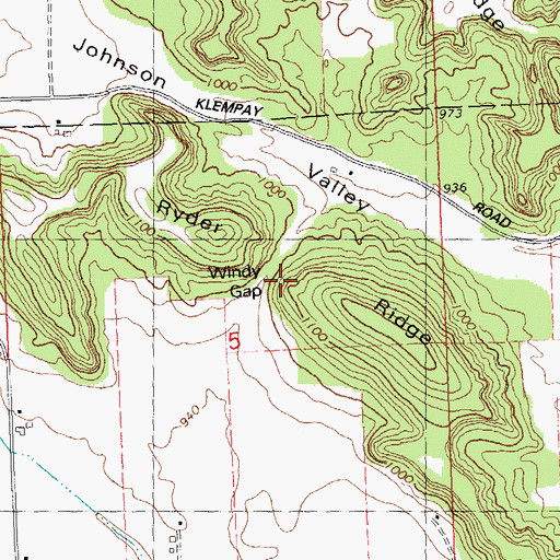 Topographic Map of Windy Gap, WI