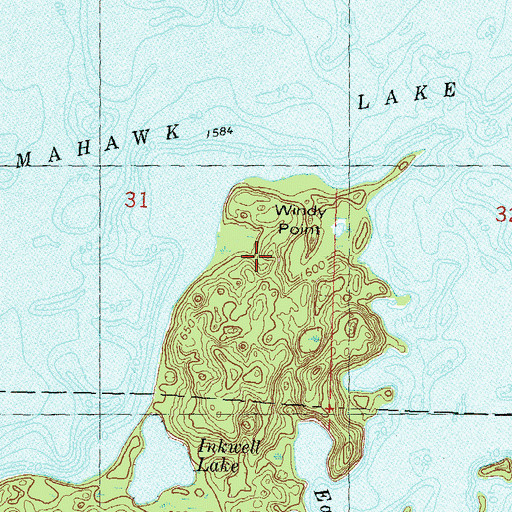 Topographic Map of Windy Point, WI