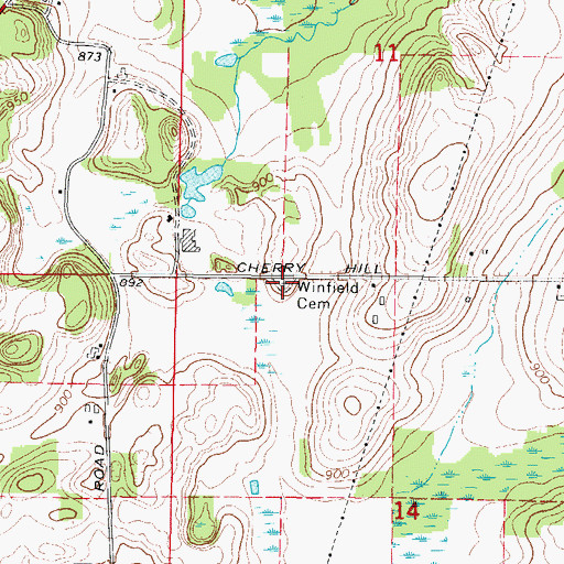 Topographic Map of Winfield Cemetery, WI