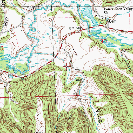 Topographic Map of Wing Hollow, WI