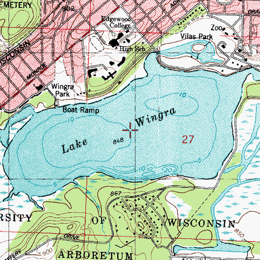 Topographic Map of Lake Wingra, WI
