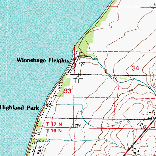 Topographic Map of Winnebago Heights, WI
