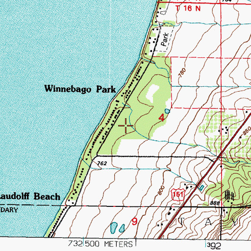 Topographic Map of Winnebago Park, WI