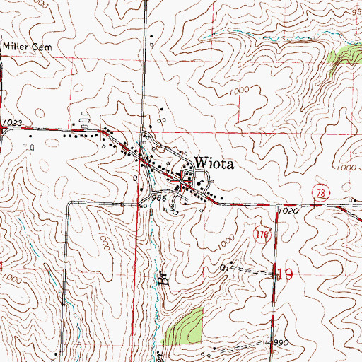 Topographic Map of Wiota, WI