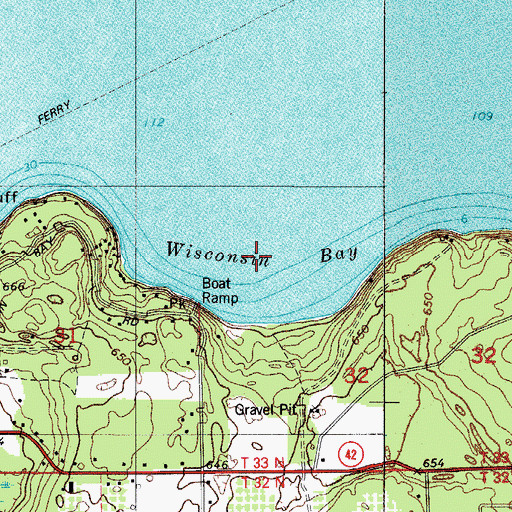 Topographic Map of Wisconsin Bay, WI