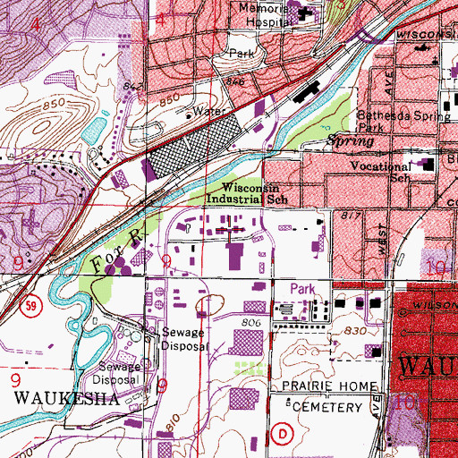 Topographic Map of Wisconsin Industrial School, WI
