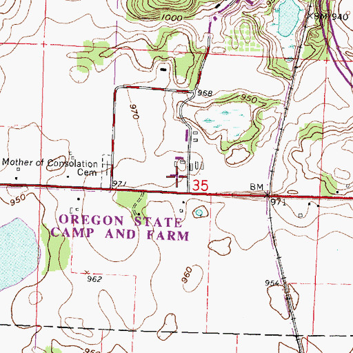 Topographic Map of Oakhill Correctional Institution School, WI
