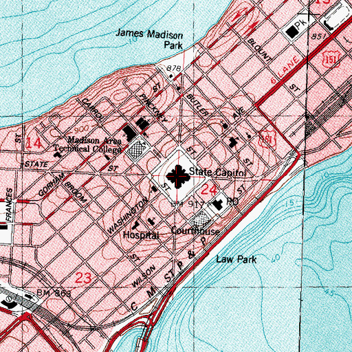 Topographic Map of Wisconsin State Capitol, WI