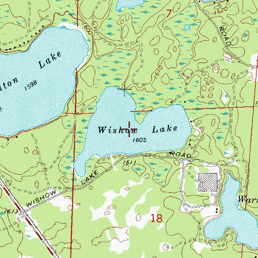 Topographic Map of Wishow Lake, WI