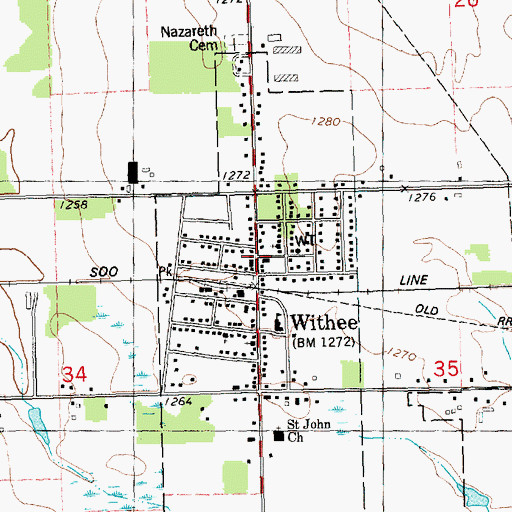 Topographic Map of Withee, WI