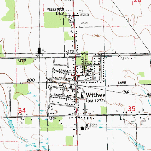 Topographic Map of Withee, WI