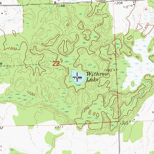 Topographic Map of Withrow Lake, WI