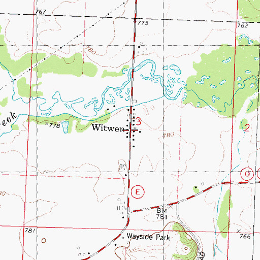 Topographic Map of Witwen, WI