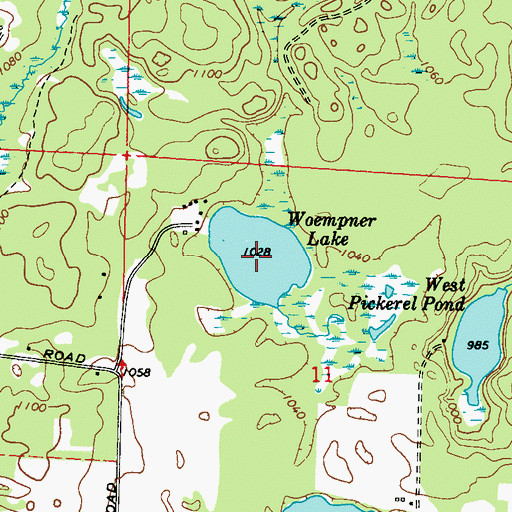 Topographic Map of Woempner Lake, WI