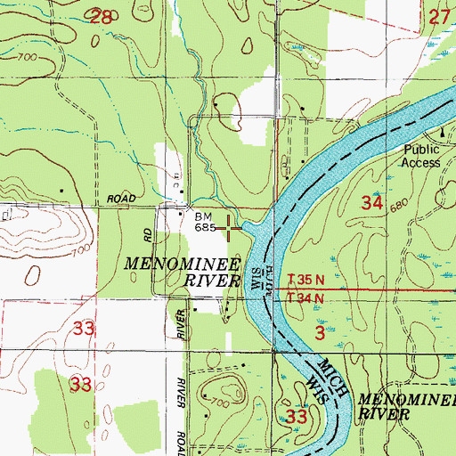 Topographic Map of Wolf Creek, WI