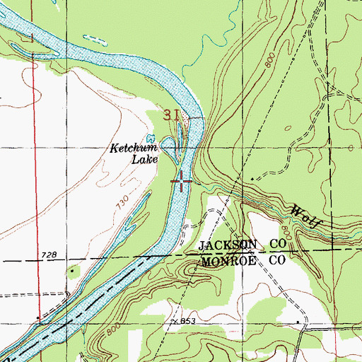 Topographic Map of Wolf Creek, WI