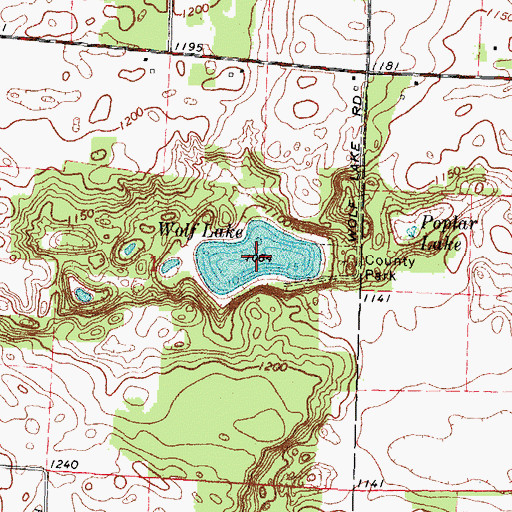 Topographic Map of Wolf Lake, WI