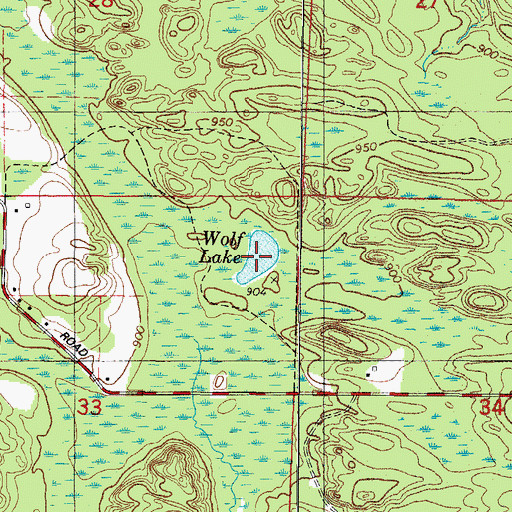 Topographic Map of Wolf Lake, WI