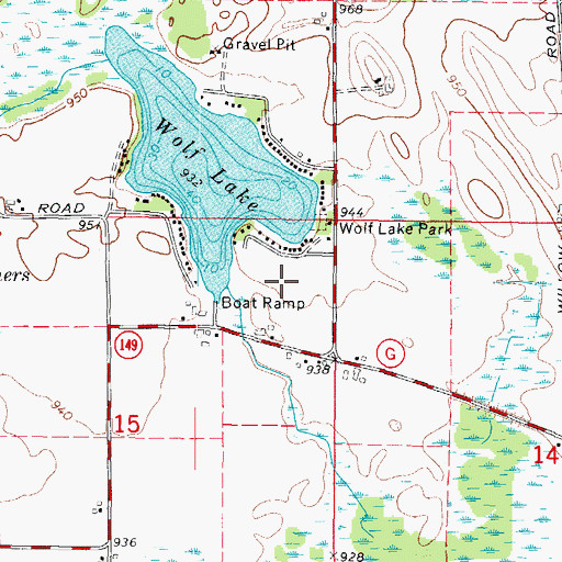 Topographic Map of Wolf Lake Park, WI