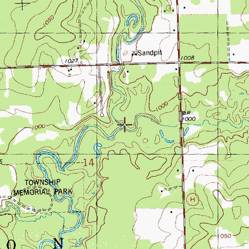Topographic Map of Wolf River, WI