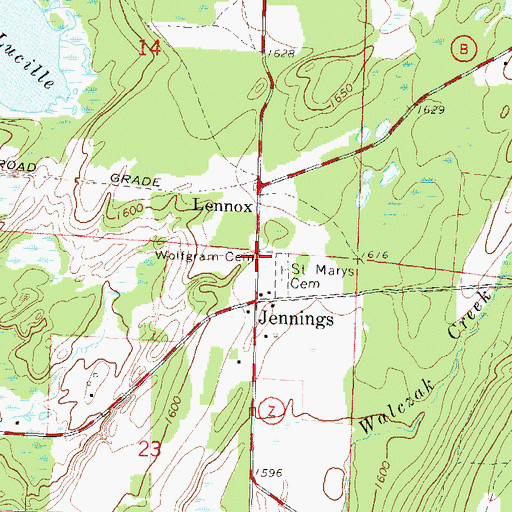 Topographic Map of Wolfgram Cemetery, WI