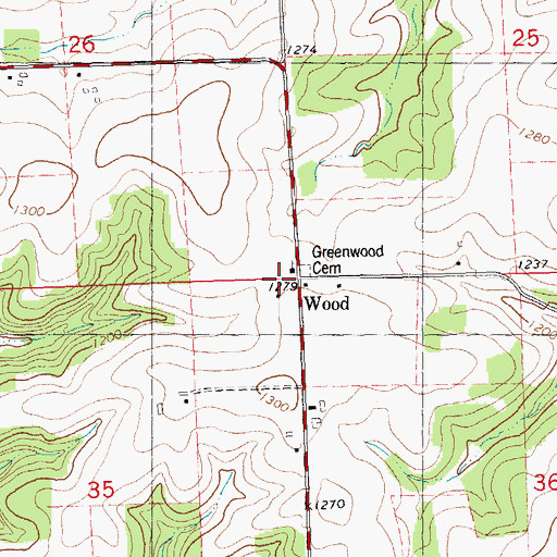 Topographic Map of Wood, WI