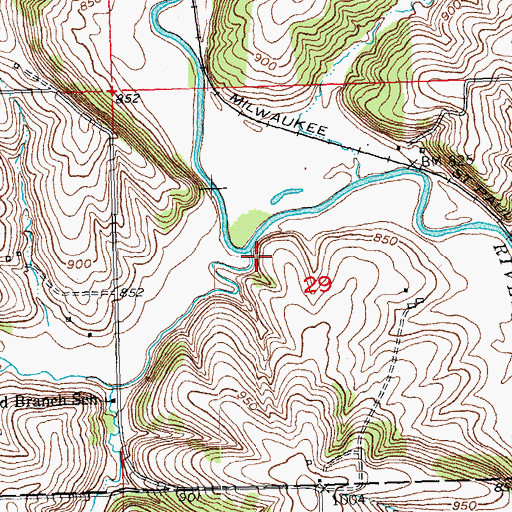 Topographic Map of Wood Branch, WI