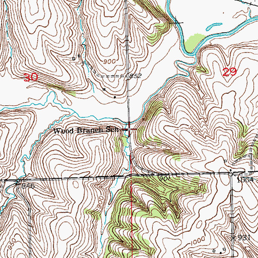 Topographic Map of Wood Branch School, WI