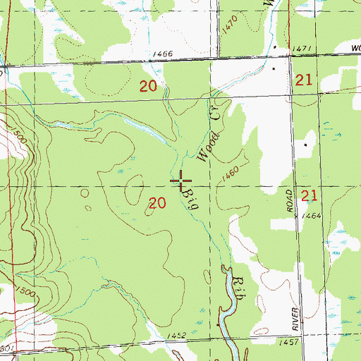 Topographic Map of Wood Creek, WI