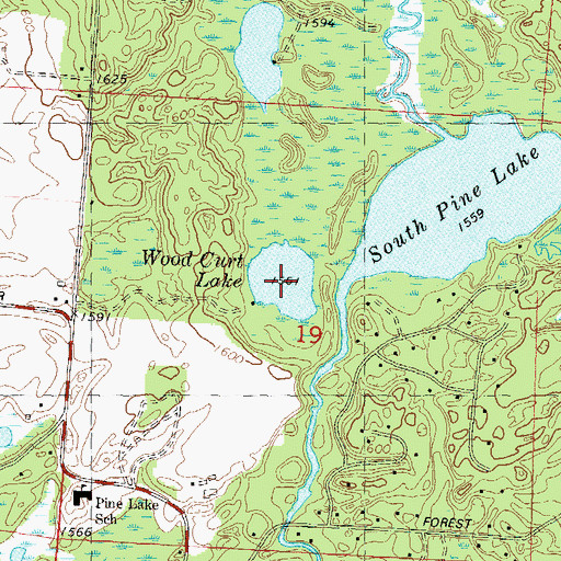 Topographic Map of Wood Curt Lake, WI
