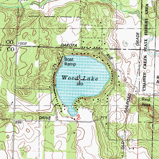 Topographic Map of Wood Lake, WI