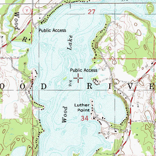 Topographic Map of Wood Lake, WI