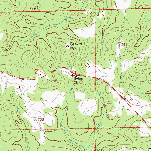 Topographic Map of Ozias School (historical), AL