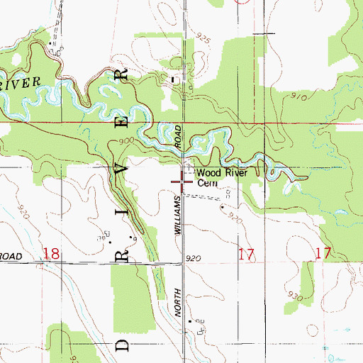 Topographic Map of Wood River Church, WI